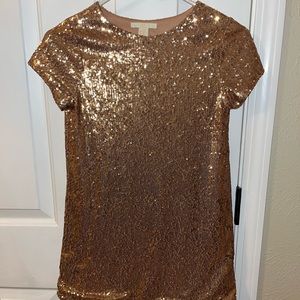 Girls Rose Gold Sparkly Dress 9/10